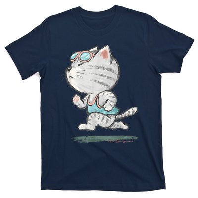 Cat Runner Cute Kitten Running Marathon Sports Toru Sanogawa T-Shirt