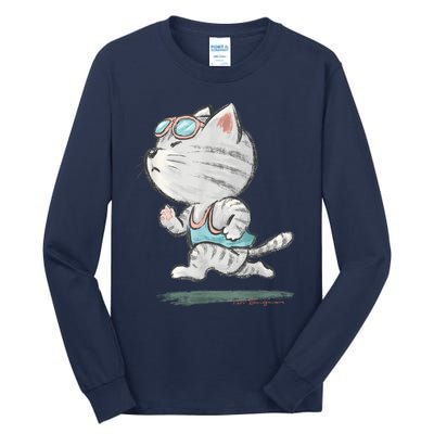 Cat Runner Cute Kitten Running Marathon Sports Toru Sanogawa Tall Long Sleeve T-Shirt