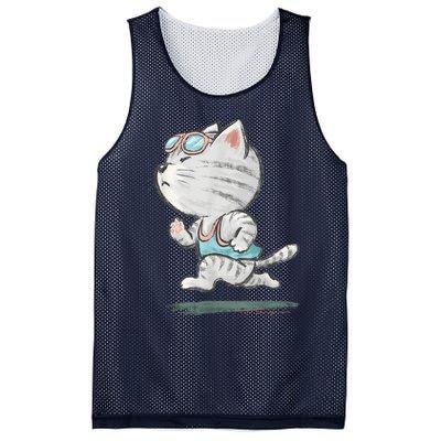 Cat Runner Cute Kitten Running Marathon Sports Toru Sanogawa Mesh Reversible Basketball Jersey Tank