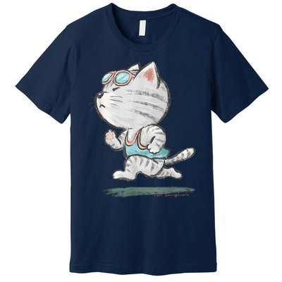 Cat Runner Cute Kitten Running Marathon Sports Toru Sanogawa Premium T-Shirt