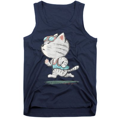 Cat Runner Cute Kitten Running Marathon Sports Toru Sanogawa Tank Top