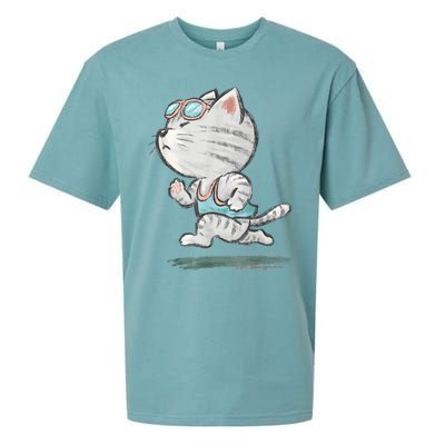 Cat Runner Cute Kitten Running Marathon Sports Toru Sanogawa Sueded Cloud Jersey T-Shirt