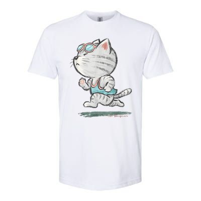 Cat Runner Cute Kitten Running Marathon Sports Toru Sanogawa Softstyle CVC T-Shirt