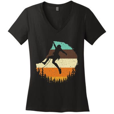 Cool Rock Climbing For Women Mountain Climber Bouldering Women's V-Neck T-Shirt