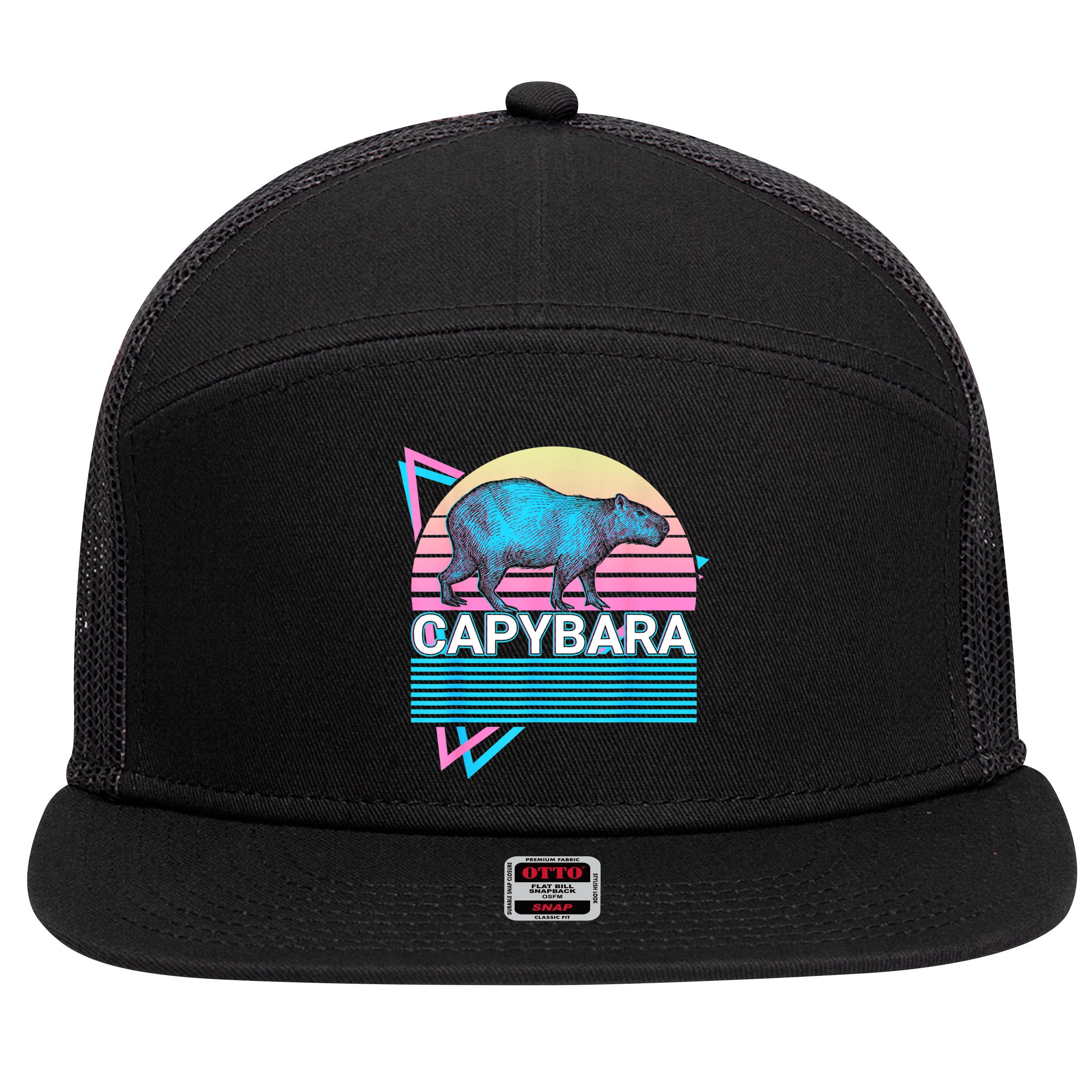 Capybara Retro 7 Panel Mesh Trucker Snapback Hat
