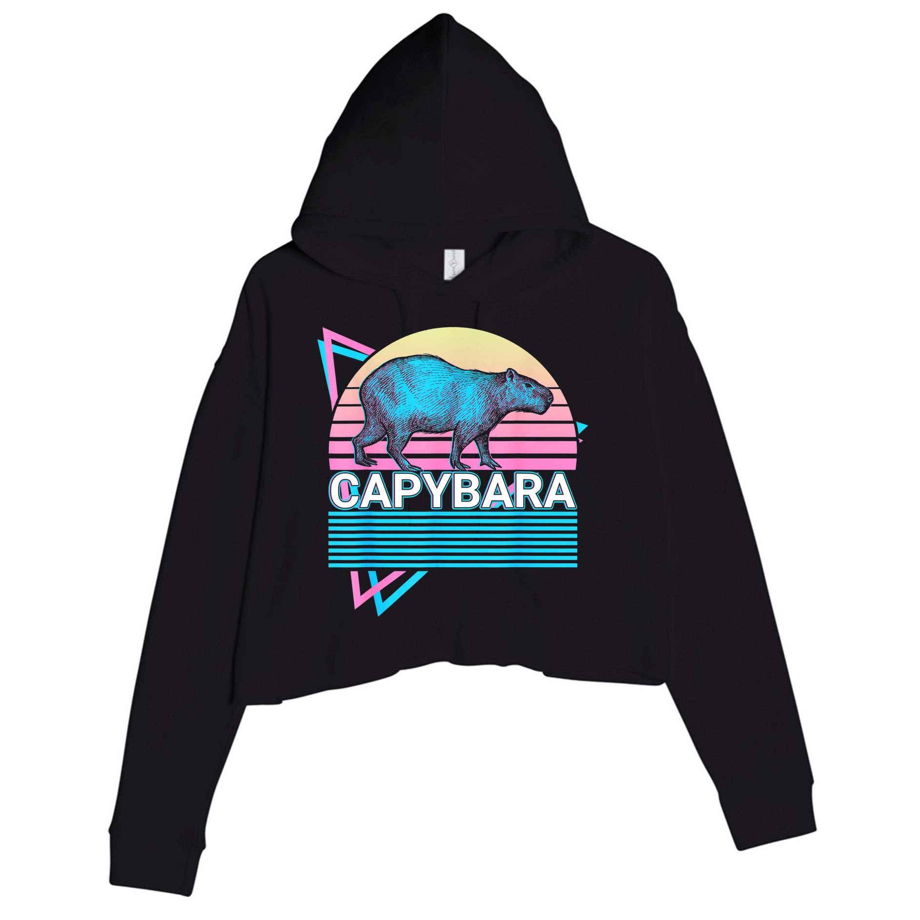 Capybara Retro Crop Fleece Hoodie