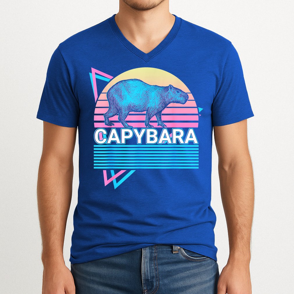 Capybara Retro V-Neck T-Shirt