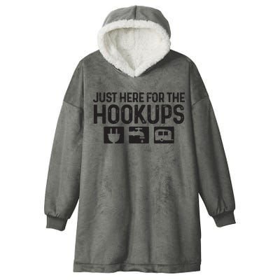 Camping Rv Caravan Motorhome Just Here For The Hookups Funny Hooded Wearable Blanket