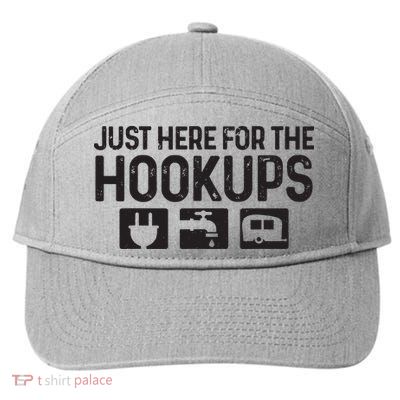 Camping Rv Caravan Motorhome Just Here For The Hookups Funny 7-Panel Snapback Hat