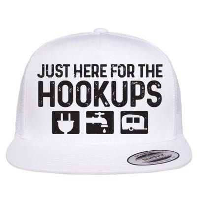 Camping Rv Caravan Motorhome Just Here For The Hookups Funny Flatbill Hat