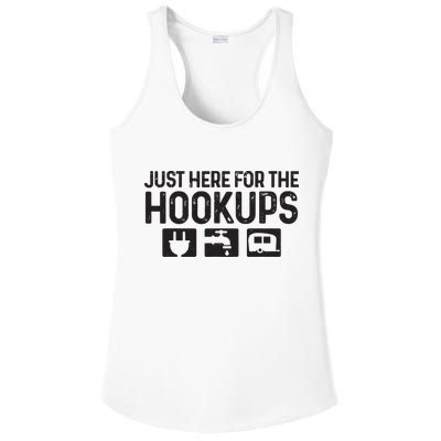 Camping Rv Caravan Motorhome Just Here For The Hookups Funny Ladies PosiCharge Competitor Racerback Tank
