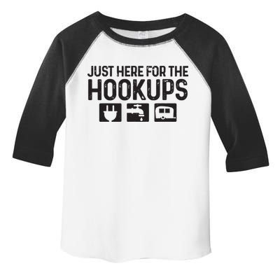 Camping Rv Caravan Motorhome Just Here For The Hookups Funny Toddler Fine Jersey T-Shirt