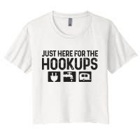 Camping Rv Caravan Motorhome Just Here For The Hookups Funny Crop Top
