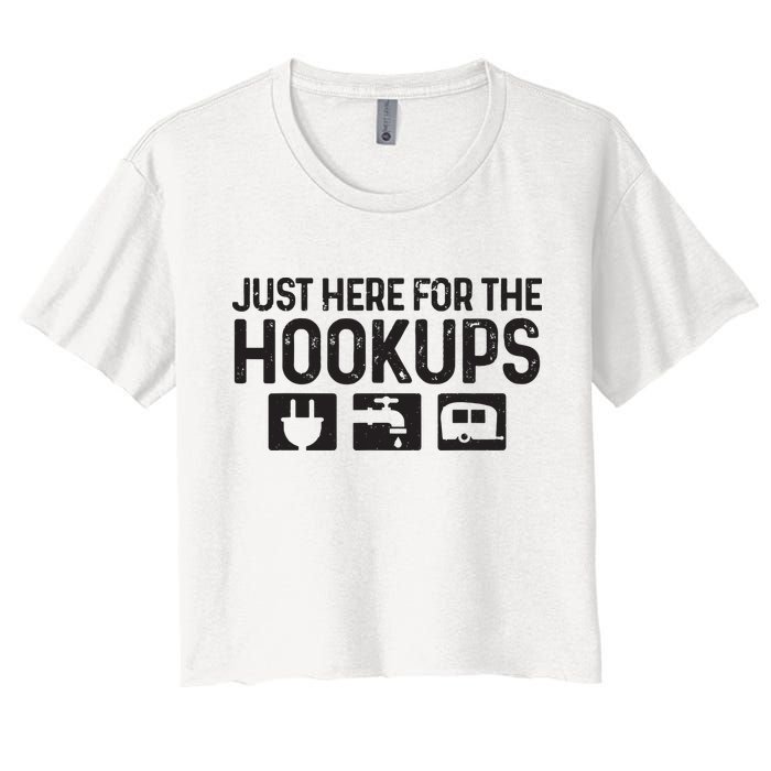 Camping Rv Caravan Motorhome Just Here For The Hookups Funny Crop Top