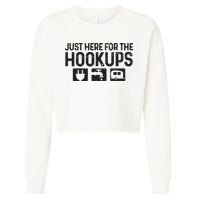 Camping Rv Caravan Motorhome Just Here For The Hookups Funny Cropped Pullover Crew