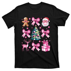 Cute Retro Coquette Bow Christmas Tree T-Shirt