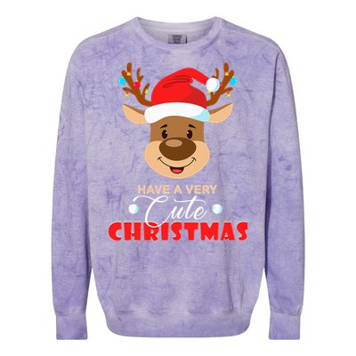 Cute Reindeer Christmas Pajama For Kids Christmas Colorblast Crewneck Sweatshirt