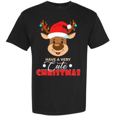 Cute Reindeer Christmas Pajama For Kids Christmas Garment-Dyed Heavyweight T-Shirt