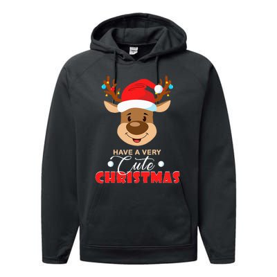 Cute Reindeer Christmas Pajama For Kids Christmas Performance Fleece Hoodie