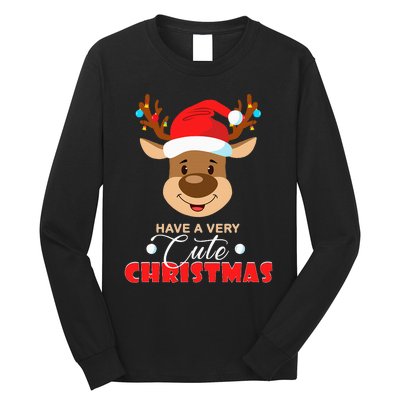 Cute Reindeer Christmas Pajama For Kids Christmas Long Sleeve Shirt