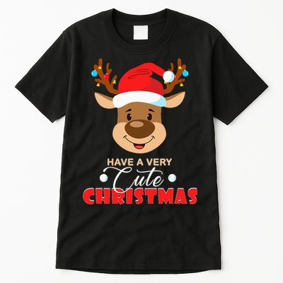 Cute Reindeer Christmas Pajama For Kids Christmas Tall T-Shirt