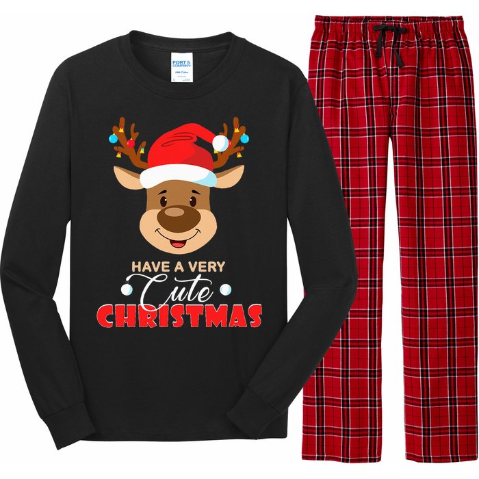 Cute Reindeer Christmas Pajama For Kids Christmas Long Sleeve Pajama Set