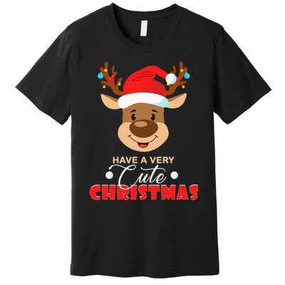 Cute Reindeer Christmas Pajama For Kids Christmas Premium T-Shirt