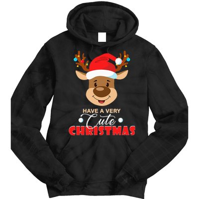 Cute Reindeer Christmas Pajama For Kids Christmas Tie Dye Hoodie