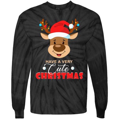 Cute Reindeer Christmas Pajama For Kids Christmas Tie-Dye Long Sleeve Shirt