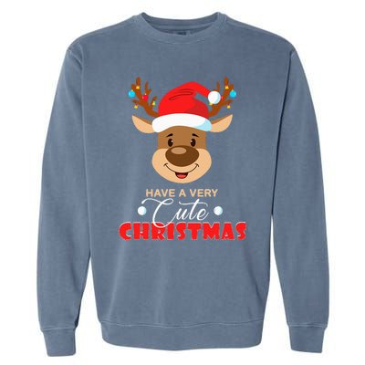 Cute Reindeer Christmas Pajama For Kids Christmas Garment-Dyed Sweatshirt