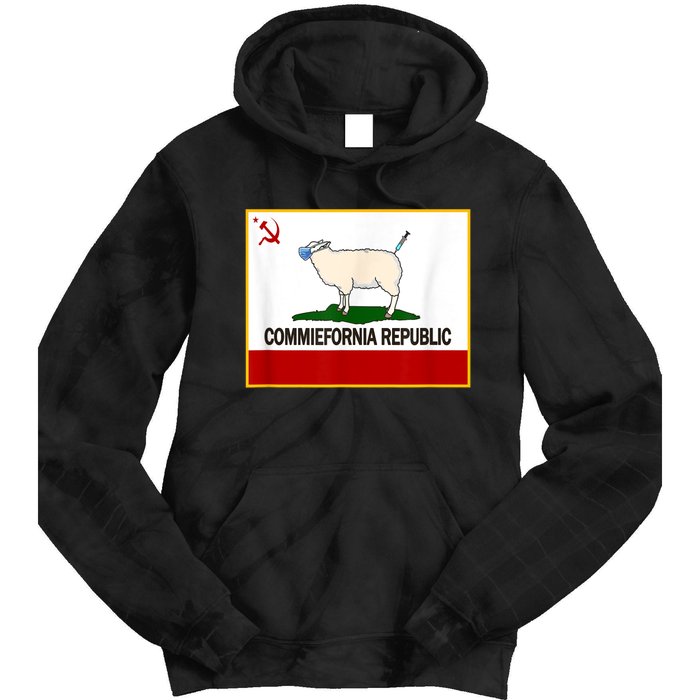 Commiefornia Republic California State Flag Funny Sheeple Tie Dye Hoodie