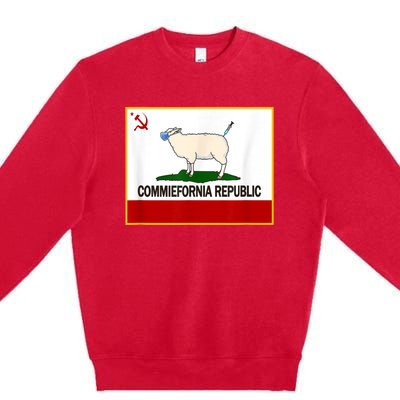 Commiefornia Republic California State Flag Funny Sheeple Premium Crewneck Sweatshirt