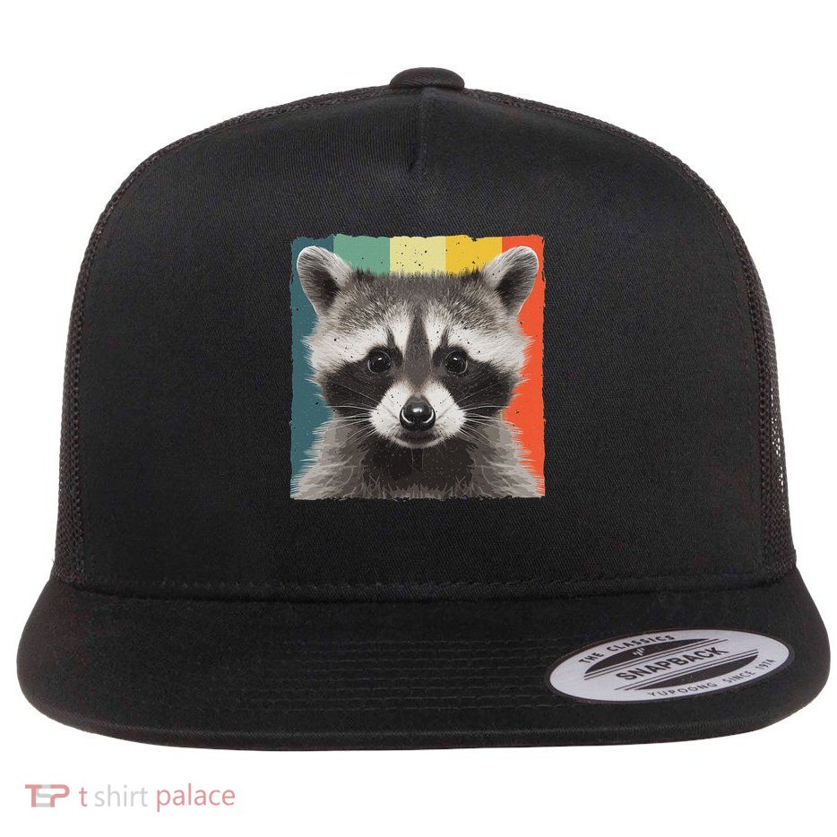 Cute Raccoon Design For Men Women Kids Racoon Raccoon Lover Flat Bill Trucker Hat
