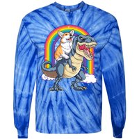 Corgi Riding Dinosaur T Rex Space Galaxy Rainbow Gift Tie-Dye Long Sleeve Shirt