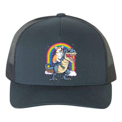 Corgi Riding Dinosaur T Rex Space Galaxy Rainbow Gift Yupoong Adult 5-Panel Trucker Hat