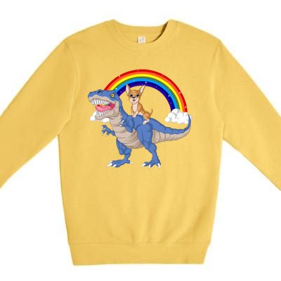 Chihuahua Riding Dinosaur Premium Crewneck Sweatshirt