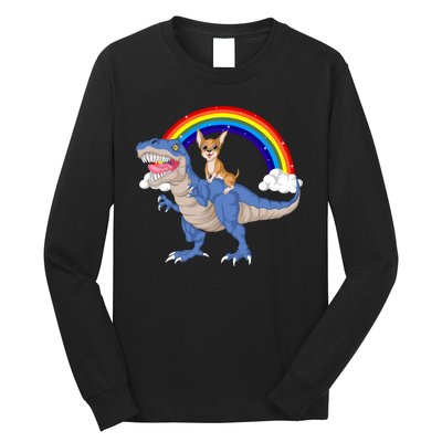 Chihuahua Riding Dinosaur Long Sleeve Shirt