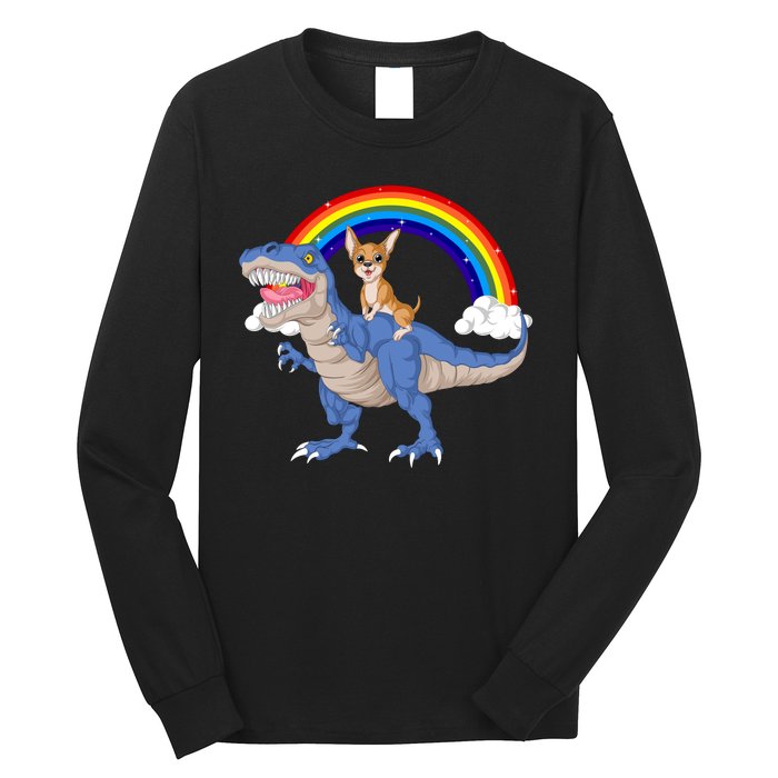 Chihuahua Riding Dinosaur Long Sleeve Shirt