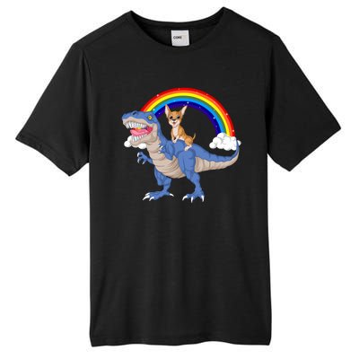 Chihuahua Riding Dinosaur Tall Fusion ChromaSoft Performance T-Shirt