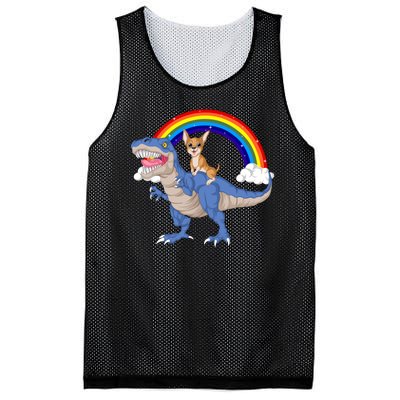 Chihuahua Riding Dinosaur Mesh Reversible Basketball Jersey Tank