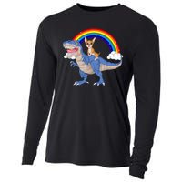 Chihuahua Riding Dinosaur Cooling Performance Long Sleeve Crew