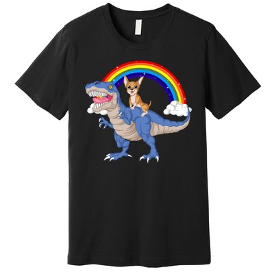 Chihuahua Riding Dinosaur Premium T-Shirt