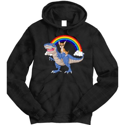 Chihuahua Riding Dinosaur Tie Dye Hoodie