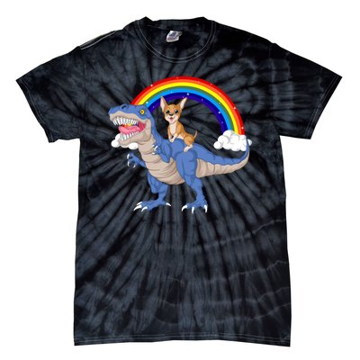 Chihuahua Riding Dinosaur Tie-Dye T-Shirt