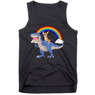 Chihuahua Riding Dinosaur Tank Top