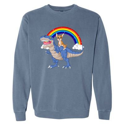 Chihuahua Riding Dinosaur Garment-Dyed Sweatshirt