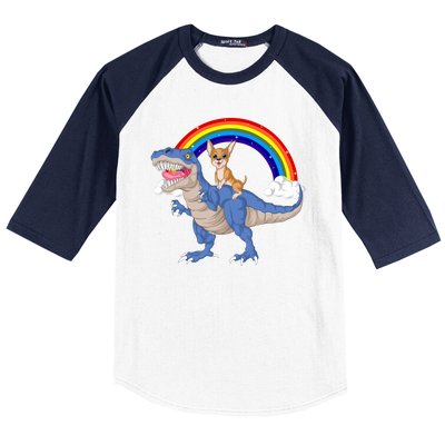 Chihuahua Riding Dinosaur Baseball Sleeve Shirt