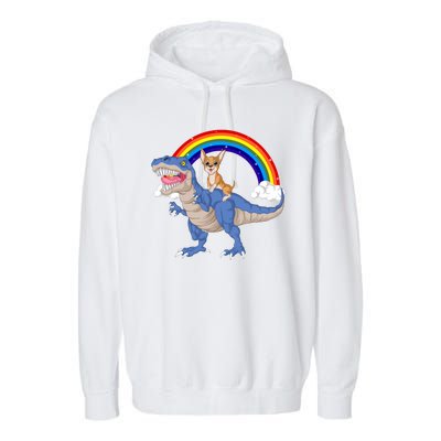 Chihuahua Riding Dinosaur Garment-Dyed Fleece Hoodie