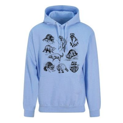 Cute Raccoon Drawing Racoon Portrait Sketch Wild Trash Panda Unisex Surf Hoodie