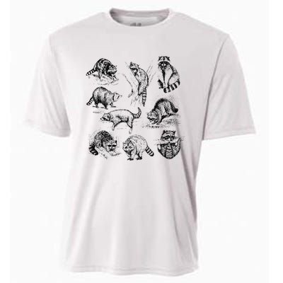 Cute Raccoon Drawing Racoon Portrait Sketch Wild Trash Panda Cooling Performance Crew T-Shirt